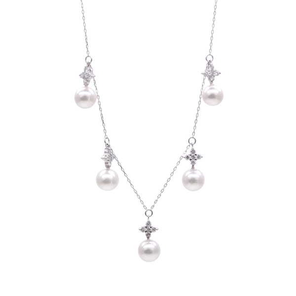 White Akoya Pearl White Gold Pendant (P82)