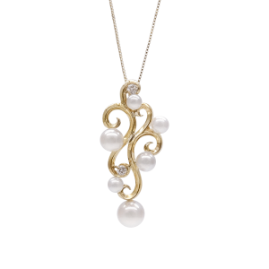 White Akoya Pearl Gold Pendant (P86）