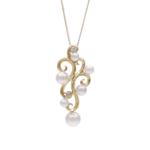 White Akoya Pearl Gold Pendant (P86）