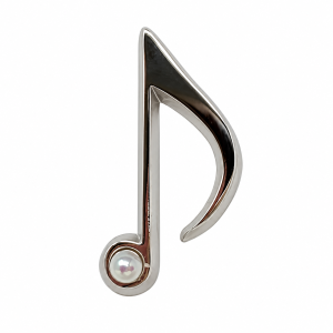 White Akoya Pearl Silver 'Eighth Note' Brooch Pin - B24