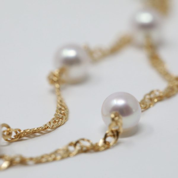 White Akoya Pearl Station Bracelet (BL3) - Image 3