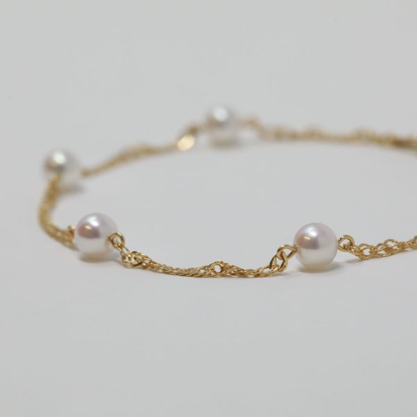 White Akoya Pearl Station Bracelet (BL3) - Image 5