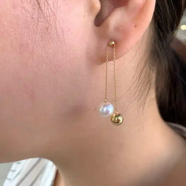 White Akoya Pearl Gold Earrings (E83) - Image 13