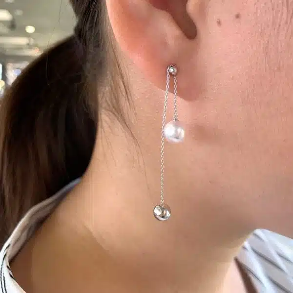 White Akoya Pearl Gold Earrings (E83) - Image 14