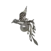 White Akoya Pearl Silver 'Phoenix' Pin (B27)