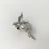 White Akoya Pearl Silver 'Phoenix' Pin (B27) - Image 5