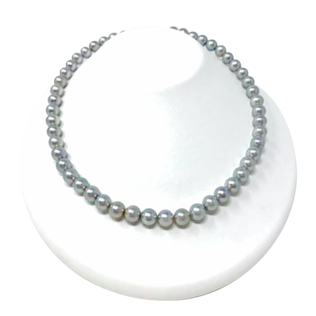 Grey White Akoya Pearl Strand Necklace 