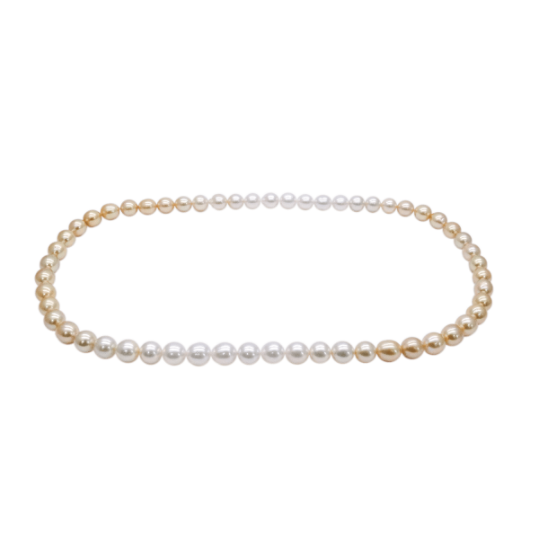 N104 Southsea Gold and White Pearl Necklace