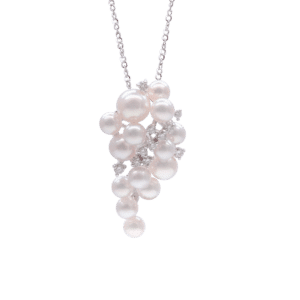 White Akoya Pearl White Gold Diamond Pendant (P88)