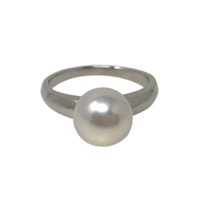 White Akoya Pearl Platinum Ring (R18)