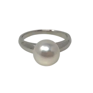 White Akoya Pearl Platinum Ring (R18)