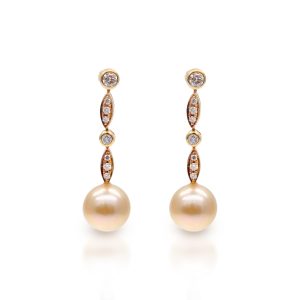 Gold South Sea Pearl Earring with Gold and Diamond E113