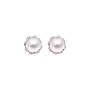 Akoya Pearl Diamond White Gold Earring E104