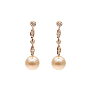 South Sea Gold Pearl Diamond K18 Gold Earring E113
