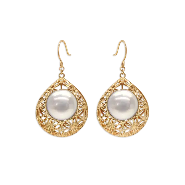 Blue Mabe K18 Gold Earring E206