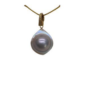Rainbow Mabe Pearl Gold Diamond Pendant (P202)