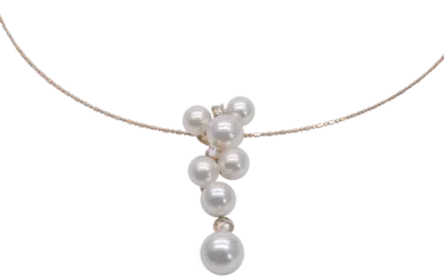White Akoya Pearl Gold Diamond Pendant (P200)