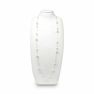 White Akoya Pearl Long Station Necklace (N109)