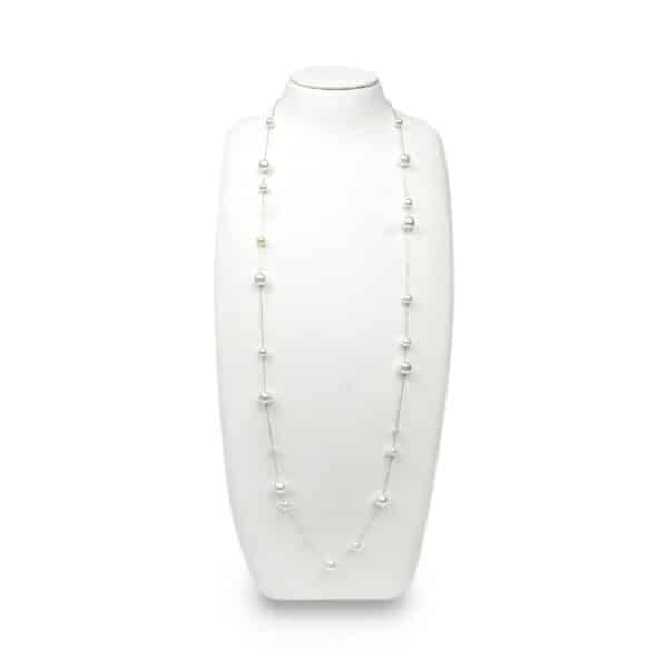 White Akoya Pearl Long Station Necklace (N109)