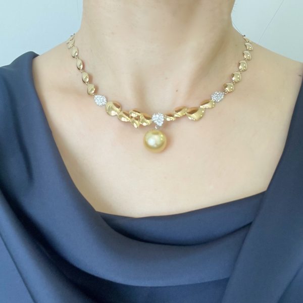 Gold South Sea Pearl Choker Necklace (N107) - Image 2