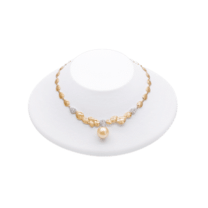 South Sea Gold Pearl Diamond K18 Gold Necklace (N107)