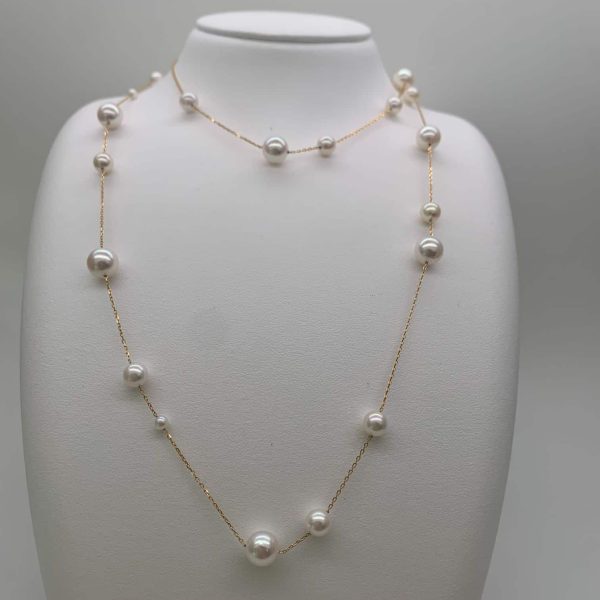 White Akoya Pearl Long Station Necklace (N109) - Image 2