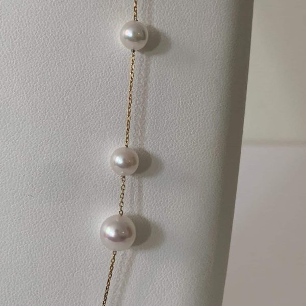 White Akoya Pearl Long Station Necklace (N109) - Image 3