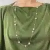 White Akoya Pearl Long Station Necklace (N109)