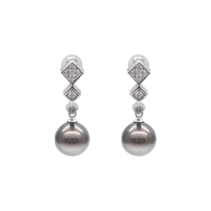 South Sea Black Diamond White Gold Earring E215
