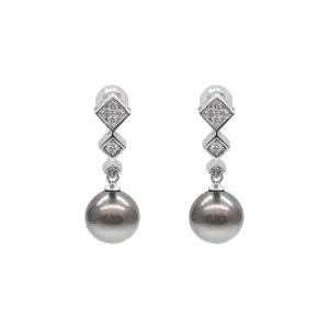 South Sea Black Diamond White Gold Earring E215