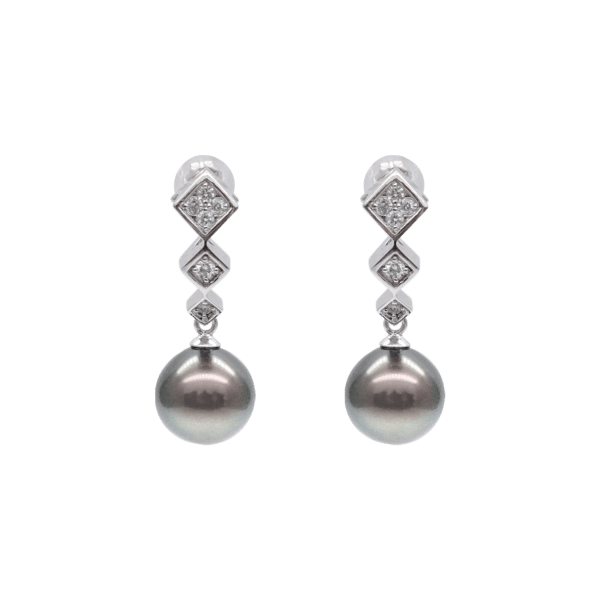 South Sea Black Diamond White Gold Earring E215