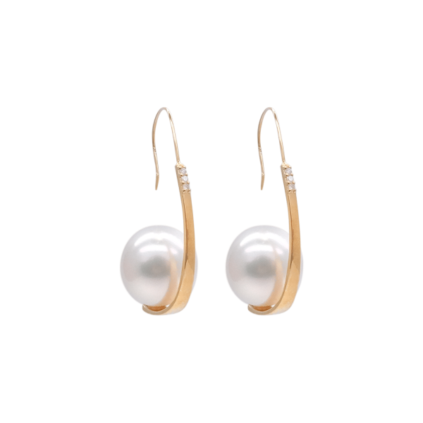 South Sea White Diamond K18 Gold Earring E216
