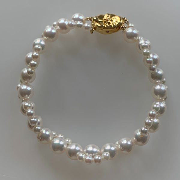 White Akoya Pearl Woven Strand Bracelet (BL50) - Image 2