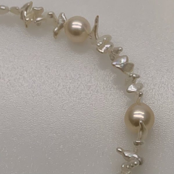 Light Grey Akoya Keshi Pearl Bracelet (BL53) - Image 3