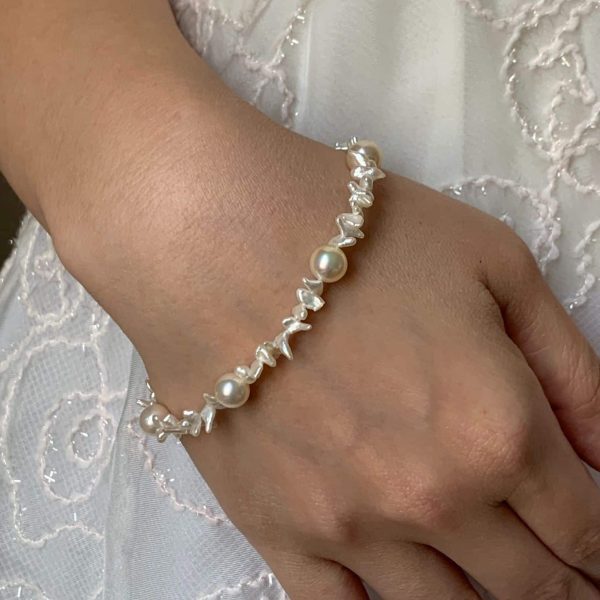 Light Grey Akoya Keshi Pearl Bracelet (BL53) - Image 4