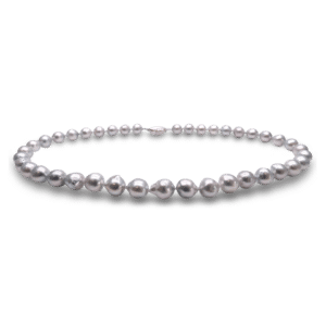 Grey Akoya Baroque Pearl Choker Strand Necklace (N112)