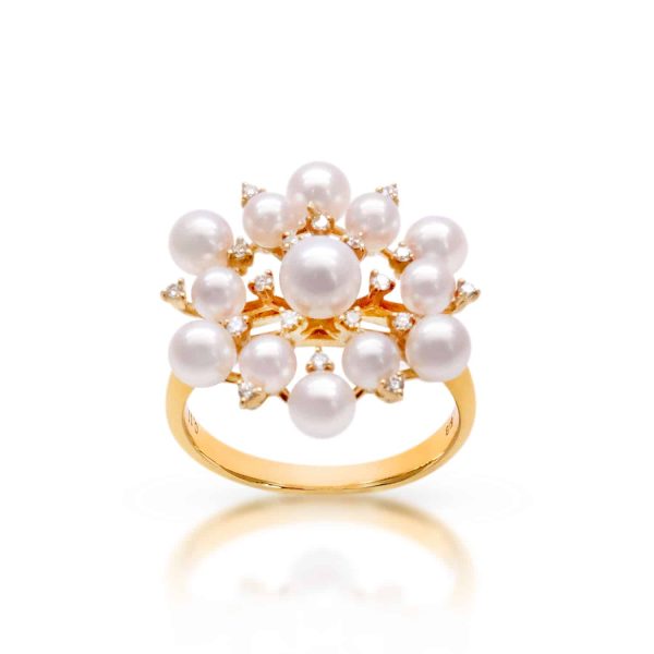 White Baby Akoya Pearl Diamond Ring - R52 - Image 2