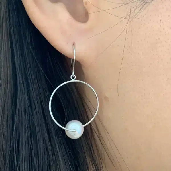 White Akoya Pearl Gold Earrings (E222) - Image 5