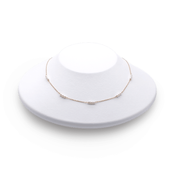 White Baby Akoya Pearl Choker Station Necklace (N113)