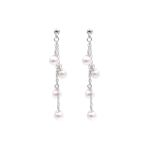 White Akoya Pearl White Gold Earrings (E224) - Image 3