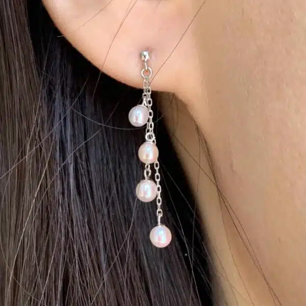 White Akoya Pearl White Gold Earrings (E224) - Image 2
