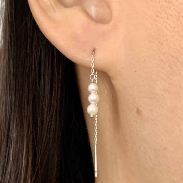 White Baby Akoya Pearl Gold Earrings (E225) - Image 3