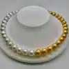 Gold White South Sea Pearl Choker Strand Necklace (N117) - Image 6