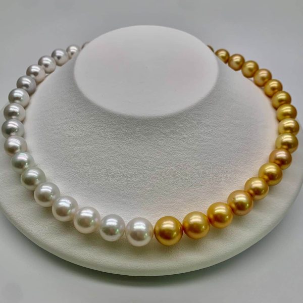Gold White South Sea Pearl Choker Strand Necklace (N117) - Image 6