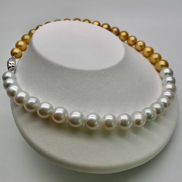 Gold White South Sea Pearl Choker Strand Necklace (N117) - Image 9