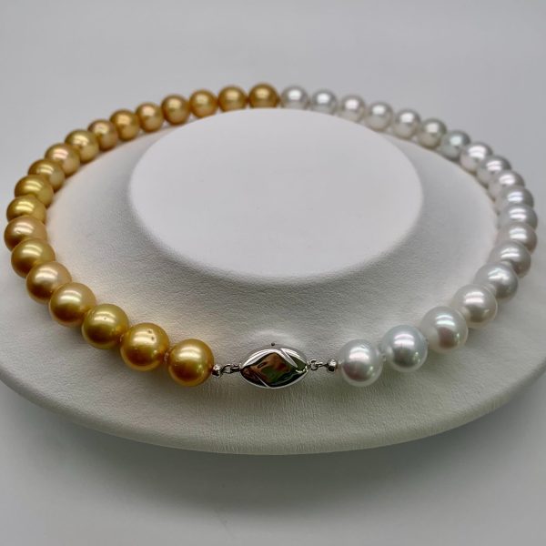 Gold White South Sea Pearl Choker Strand Necklace (N117) - Image 7