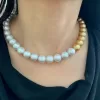 Gold White South Sea Pearl Choker Strand Necklace (N117) - Image 3