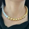 Gold White South Sea Pearl Choker Strand Necklace (N117) - Image 4