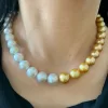 Gold White South Sea Pearl Choker Strand Necklace (N117) - Image 5