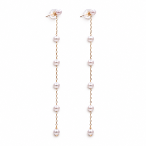 Dangling Baby Akoya Pearl Gold Earrings - E227